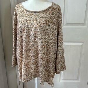 Chico’s NWT Metallic Bronze Gold Tan 3/4 Sleeve Top Sz 3 (XL)